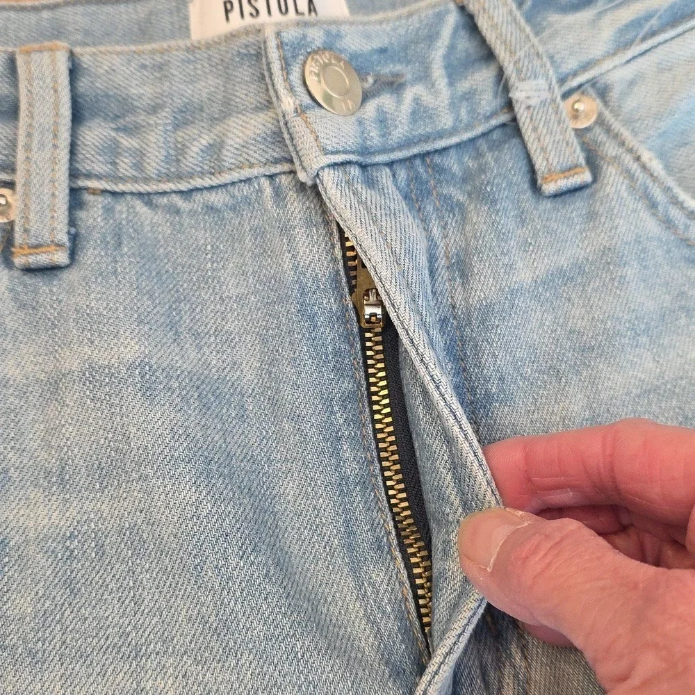 Pistola Forever Jeans Light Flared High Rise Light Wash Size 26 NWOT Raw Hem - Picture 6 of 16